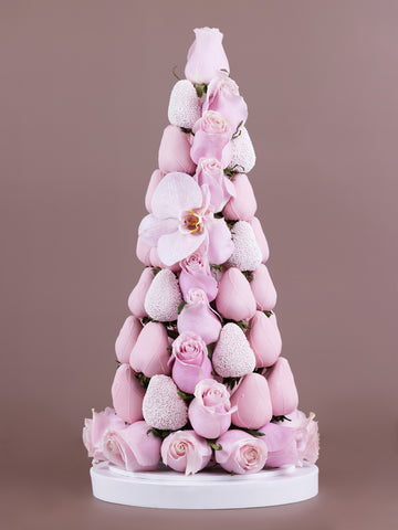 Pretty in Pink Orchid & Strawberry Tower