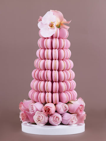 Pretty in Pink Orchid & Macaron Tower